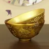Tigela de Metal Liga Imitação Dinastia Qing Quatro Bestas Sagradas Artesanato Antigo Esculpido Decoração em Relevo Ornamento Atraente para Sorte em Casa