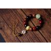 Pulsera de Múltiples Cuentas Hecha de Madera con Buey Tallado, Simbolizando Darle la Vuelta a las Cosas, Doce Signos del Zodiaco, Cuentas de Palo de Rosa para Hombres y Mujeres, Pulsera, Colgante para Coche