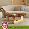 Mesa de centro de cristal moderna minimalista llena de sentido del diseño mesa de centro artística celebridad de internet sala de estar de apartamento pequeño uso doméstico mesa de té otra