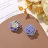 Brincos Redutores de Idade Winding Roses DIY Feitos à Mão com Contas de Arroz Frescas para Meninas de Primavera Brincos Clipe Lateral Flor de Sapato Acessórios