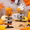 Enfeites de Madeira Transfronteiriços Suporte de Exibição Fantasma Artesanato de Decoração DIY para Halloween Festa de Halloween Enfeites de Letras de Abóbora