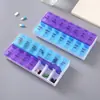 Caja de medicamentos portátil de doble fila, para 7 días, una semana, portátil, caja de medicamentos de gran capacidad con 14 compartimentos, caja de almacenamiento de medicamentos de tapa abierta