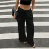 Pantalones anchos de lino con cordón elástico en la cintura para mujer, de estilo cruzado, fluidos, transpirables, rectos, casuales, con bolsillos, pantalones largos casuales