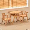 Estilo Nórdico Mesa Pequeña de Madera Maciza para Balcón Set de Ocio con una Mesa y Dos Sillas Mesa y Sillas de Ratán de Diseñador para Reuniones y Tomar el Té