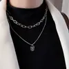 Collar de Doble Capa con Letra para Mujer Diseño de Nicho Cadena para Suéter Suéter Coreano ins Metal Viento Frío Collar Venta al por Mayor