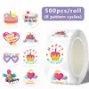 500 Pegatinas/Rollo Pegatinas de Sellado Bendición de Cumpleaños Pegatinas de Dibujos Animados Pegatinas Decorativas de Sellado Hechas a Mano Decoraciones Festivas para Hornear