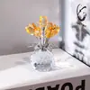 Decoração de flor de cristal de vidro transfronteiriça, rosa artificial, ornamento de mesa de luxo leve para casa e escritório, artesanato no atacado