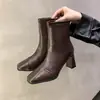 Botines de Tacón Alto con Punta Cuadrada para Mujer 2026 Otoño/Invierno Nuevos Retro Meilade Adelgazantes Botas para Mujer Tacón Grueso Cremallera Trasera Botas Martin