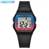 Reloj electrónico SYNOKE reloj para estudiante deportivo retro reloj cuadrado pequeño pantalla grande para hombre simple impermeable luminoso