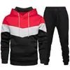 Traje Deportivo para Hombre de Comercio Exterior Transfronterizo 2023 Moda Casual Primavera y Otoño Sudadera con Capucha y Pantalones de Retazos Conjunto de Dos Piezas