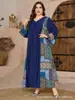 Vestido longo preto com decote V estilo étnico, soltinho, para mulheres plus size