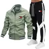 2026 Nuevo Conjunto de Chaqueta para Hombre Traje Casual con Pantalones Patchwork Chaqueta Piloto con Cuello Alto Conjunto de Alta Calidad