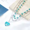 Collares Apilados Personalizados Retro Europeos y Americanos con Forma de Corazón Estrella Ojo del Diablo Acero Inoxidable Joyería Cadena para el Cuello Joyería
