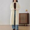 Cardigan Tricotado Simples de Cor Sólida para Mulheres, Novo para Outono e Inverno, Comércio Exterior Transfronteiriço, Casaco Suéter Longo de Estilo Solto e Preguiçoso