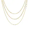 Collar Minimalista de Tres Capas para Mujer Estilo Europeo y Americano, Cadena Lisa de Alta Gama, Cadena Versátil para Clavícula, Cadena para el Cuello que Conserva el Color al por Mayor
