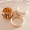 Pulseira Elástica Gradiente de Acrílico Europeia e Americana, Pulseira Geométrica Redonda de Resina Elegante e Simples, Joia Feminina de Alto Padrão Transfronteiriça
