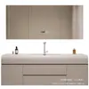 Lavabo Todo en Uno Knai Lifi Feeling para Hogar y Hotel Combinación de Lavabo para Inodoro Estilo Crema Lujo Ligero Gabinete de Baño Inteligente