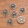 4 Colores 22 mm DIY Aleación Engranaje Mecánico Europeo y Americano Hueco Redondo Steampunk Accesorios para Pulsera