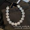 Brillante Cadena de Rostro Sonriente de Streamer con Piedras Preciosas Chapada en Oro Blanco de 18K, Ocho Corazones y Ocho Flechas Zirconia Letra Hueso Zirconia Brillante