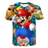 Camiseta de manga corta informal holgada con cuello redondo para niños, marca independiente, talla europea, versión coreana, película Mario, impresa en 3D
