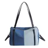 Bolso Boston Patchwork Color Block Minimalista Transfronterizo para Viajero de Negocios Bolso de Mezclilla para Mujer Modelo Nuevo 2026 Bolso de Hombro Cruzado Individual