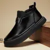 Botas de Cuero de Caña Alta para Hombre Cubre Pies de Punto de Moda Botas de Hombre Suela Gruesa Aumentan la Altura Botines Chelsea Estilo Hombre