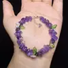 Pulsera de Dopamina de Piedra Triturada de Amatista Natural, Piedra Triturada Multigem, Turmalina Rosa, Venta Caliente de Exportación Collar de Flor Pequeña de Piedra Uva