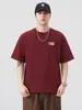 Roupas Masculinas Fengshe / Nova Camiseta de Manga Curta para Homens 2026, Camiseta Casual Versátil com Estampa de Letras, Tecido Pesado