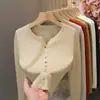 Cárdigan de punto para mujer, estilo primavera y otoño, moderno y elegante, cuello en V, color liso, corte ajustado, longitud corta, chaqueta suéter versátil