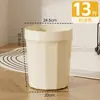 Lixeira para uso doméstico em sala de estar, quarto, banheiro, cozinha, alto valor estético, tamanho grande, grande capacidade, plástico espesso, cor creme, design simples