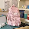 Mochila Feminina Estilo Novo com Bolinhas, Grande Capacidade, Mochila Leve para Alunos do Ensino Fundamental II e Ensino Médio, Conjunto de Mochila Escolar de Três Peças com Aparência Sofisticada