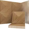 Painéis Absorventes de Som de Fibra de Poliéster Transfronteiriços Painéis de Grelha Autoadesivos com Textura de Madeira Impressão UV Som Estéreo 3D Absorção de Som e Redução de Ruído