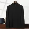 Suéter masculino de cachecol de camada dupla espessado com gola alta e design de zíper, nova camada base de manga longa para outono e inverno