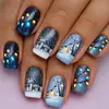 Parches para Uñas Navideños de Longitud Media Ovalados Moda Europea y Americana Uñas Portátiles Desmontables