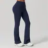 Pantalones de Yoga Acampanados de Pierna Ancha con Efecto Levanta Glúteos para Mujer, Estilo Europeo y Americano de Moda, Cintura Alta, Control de Abdomen, Ligeramente Acampanados, Pantalones Color Durazno Casuales para Danza y Deportes