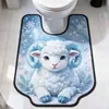 Tapete de Chão de Cordeiro de Natal Desenho Animado Tapete Absorvente de Água para Banheiro de Lama Diatomácea Tapete de Pé em Forma de U para Vaso Sanitário Resistente ao Desgaste Tapete Decorativo