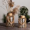 Jarrón de vidrio trenzado con cuerda de cáñamo vintage, tejido a mano, estilo americano, estilo campestre, hidropónico, creativo, para escritorio, florero