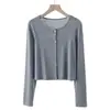 Top de Lyocell Tencel, nuevo cárdigan de otoño con diseño de botón, camiseta de manga larga tipo chal, camiseta básica fina para mujer