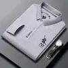 Camiseta de Algodón de Manga Larga Moderna para Hombre Joven y de Mediana Edad Camisa Polo Delgada con Cuello de Solapa Ropa Bordada Casual Nueva de Primavera y Otoño