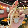 Chaveiro Criativo e Fofo de Frango Grande Cravejado com Diamantes, Corrente de Pérolas Artesanal Estilo Ins, Pingente Requintado para Bolsa Estilo Coreano para Meninas
