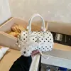Bolsa Pequena de Bolinhas com Renda para Mulheres 2026 Novo Estilo Doce Bolsa de Mão Formato Almofada Textura de Moda de Verão Bolsa Transversal