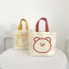 Nueva Bolsa de Dibujos Animados Oso Bolsa de Almuerzo Portátil Linda Bolsa de Lona para Estudiantes Portátil Artística de Lona para Mujeres