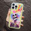 Funda para iPhone 15 Pro Max con calavera colorida y divertida de Halloween, luminosa, 13/16x