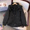 Chaqueta Corta Verde de Invierno con Capucha de Algodón para Mujer 2026 Nuevo Estilo Coreano Holgada Pequeña Chaqueta Acolchada Abrigo de Algodón Ropa de Abrigo