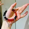 Pulsera de Hilo Pulsera con Borla Diseño de Ágata Negra Carniola Natural