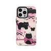 Funda de Dibujos Animados de Gato Negro Lindo con Flor 2 en 1 para Carcasa de Teléfono Apple 15Pro 14/13 Carcasa Blanda Carcasa Dura
