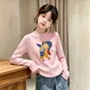 Camiseta térmica de manga larga cepillada de doble cara para niña, para Otoño/Invierno, cuello redondo, cálida, moderna