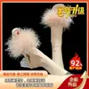 Chinelos Peludos de Verão Estilo Levemente Maduro para Mulheres 2023 Novos Populares Chinelos com Salto de Cristal Salto Grosso Sapatos de Salto Alto para o Trabalho