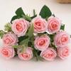 Transfronteiriço 10 Cabeças Os Flor Artificial Rosa Flor Falsa Acessórios de Casamento Buquê Decoração Mobiliário Doméstico Guia de Fotografia
