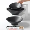 Xiangyuanmei vajilla de melamina tazón grande patrón de remolino negro tazón para fideos tazón para hot pot picante tazón para fideos de arroz tazón para sopa ramen tazón grande para sopa